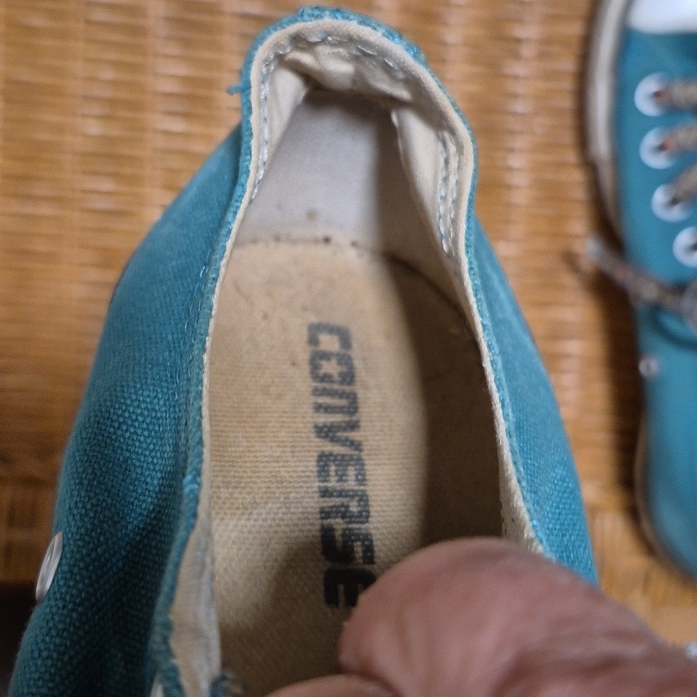 Converse Turquoise Sneakers with Decorative Laces Sz 7.5 Gently Loved - Picture 4 of 8